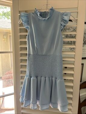 Miss Behave Selena Light Blue Smock Ruffle Dress